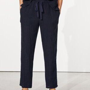 EILEEN FISHER Puckered Organic Linen Tapered Pants - LARGE